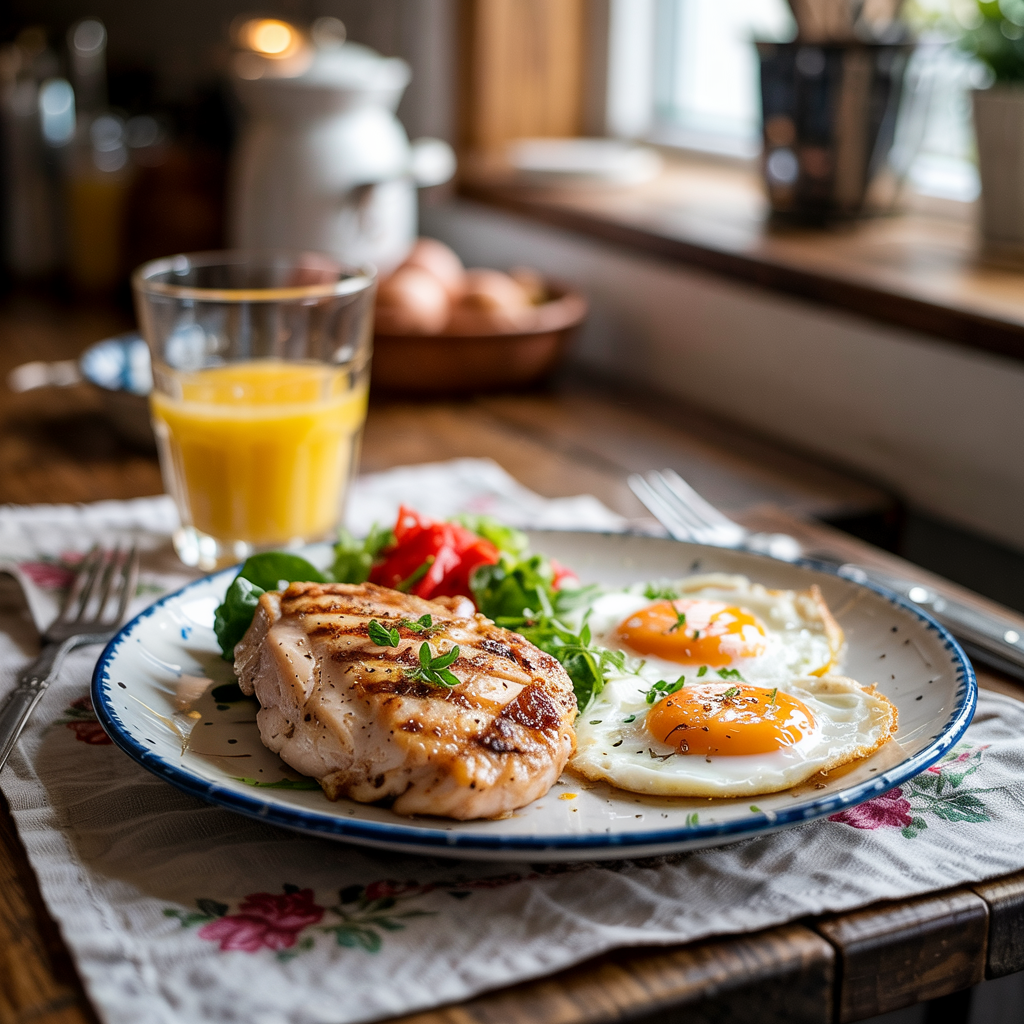 Nutritious Chicken and Eggs Breakfast