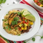 Overhead view of a complete Brazilian Mounjaro recipe with fresh herbs and garnish