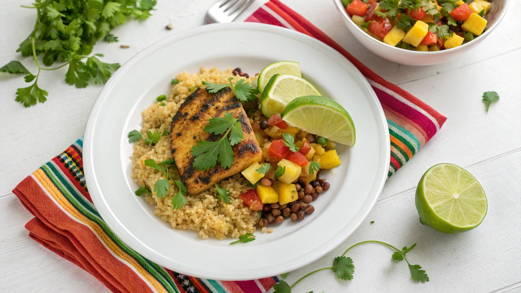 Overhead view of a complete Brazilian Mounjaro recipe with fresh herbs and garnish