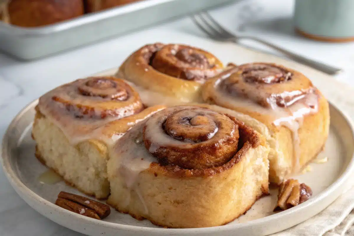 cinnamon roll icing recipe topped with thick homemade icing