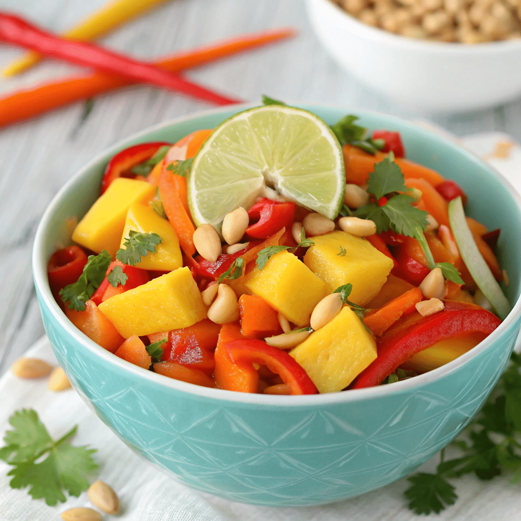 Fresh Mango Salad in Bowl Refreshing Mango Salad: A Burst of Sweet and Savory in Every Bite