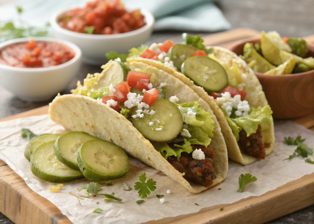 Pickle salsa on tacos