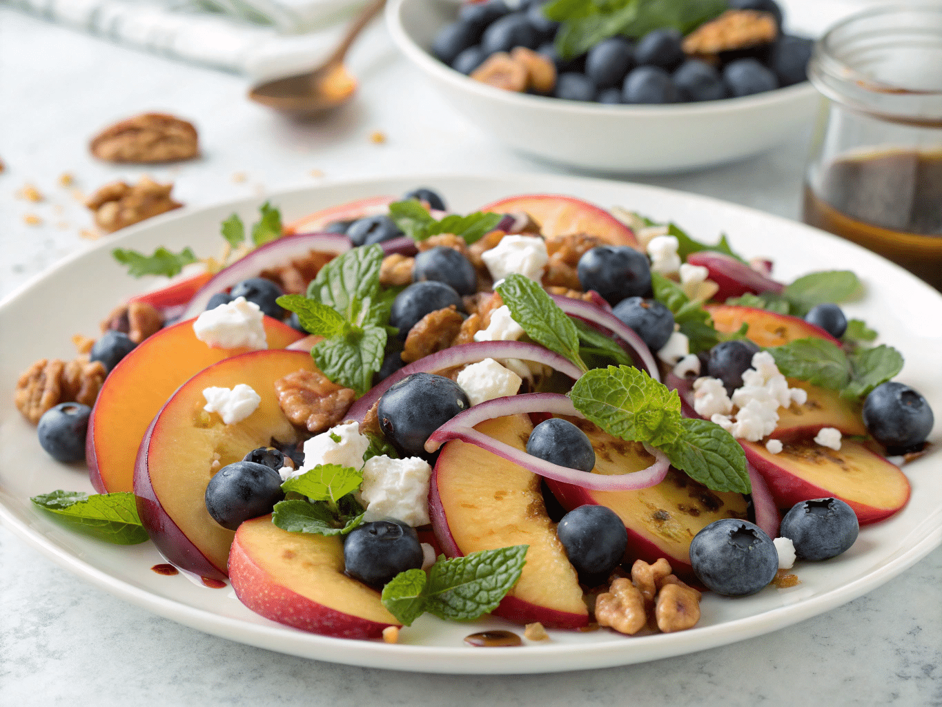 blueberry peach feta salad 1 Blueberry Peach Feta Salad