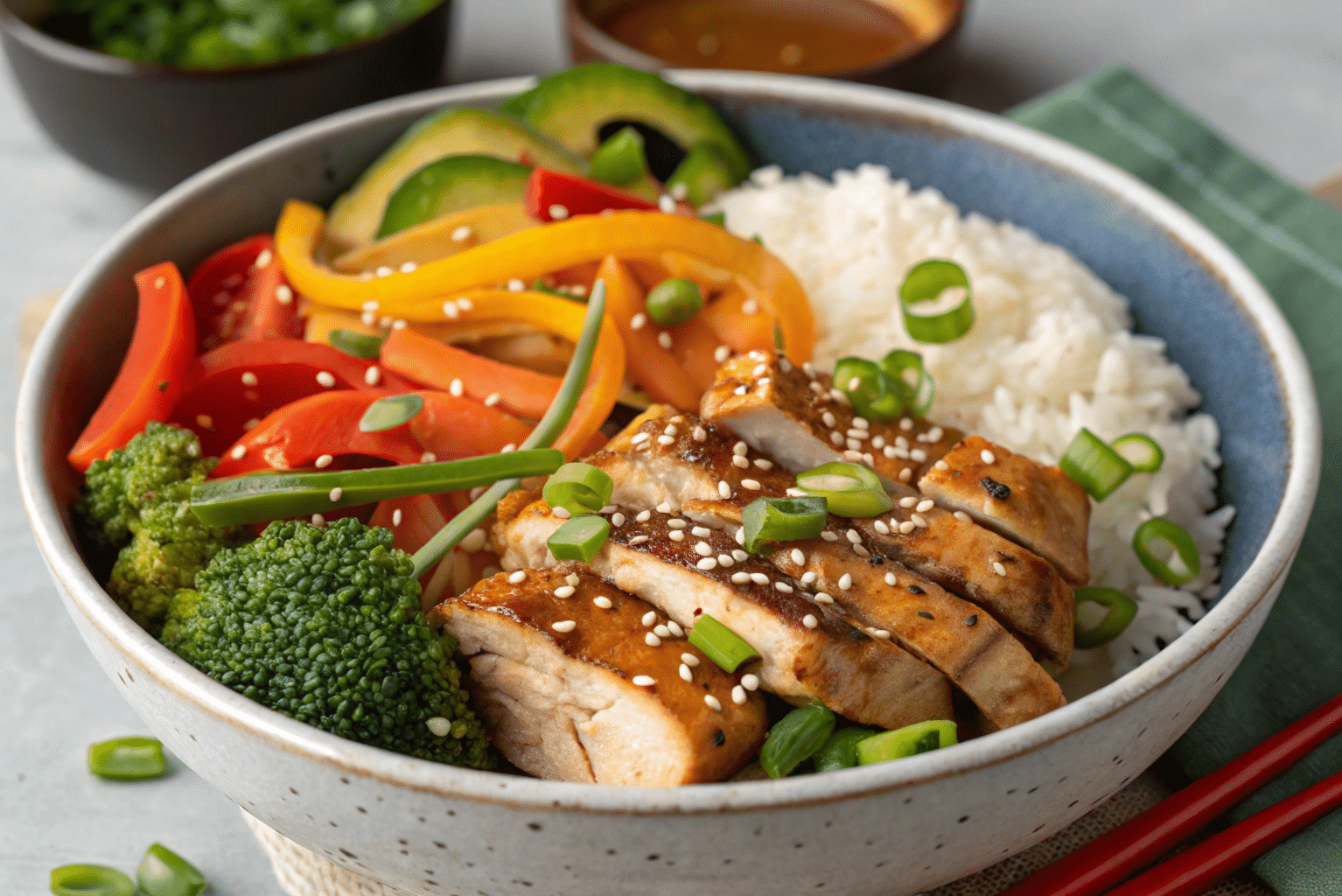 healthy teriyaki chicken veggie bowl 1 Healthy Teriyaki Chicken Veggie Bowl