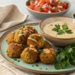 baked falafel with tahini sauce Baked Falafel with Tahini Sauce