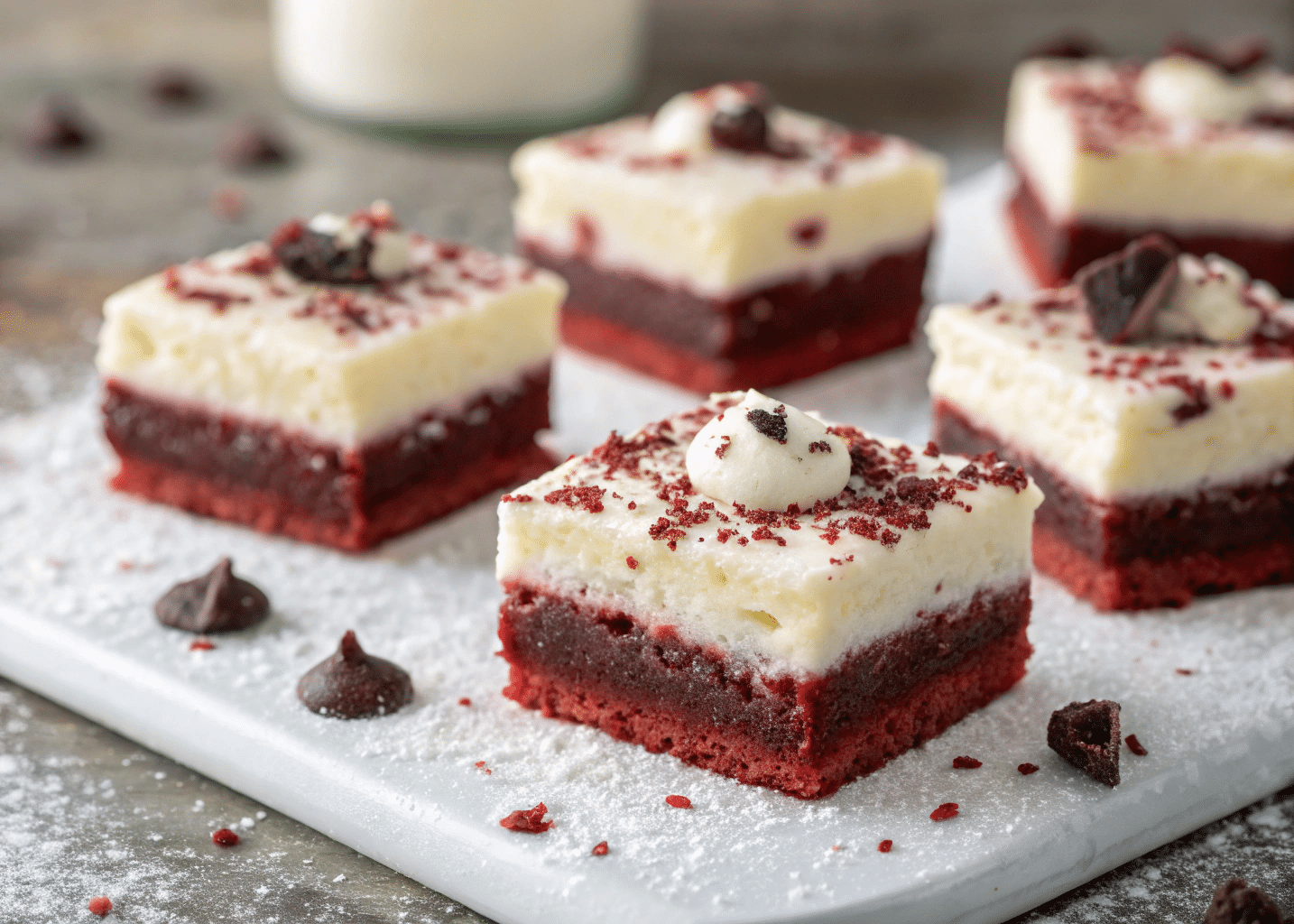 close up of red velvet bottom cheesecake mini brow 1 Red Velvet Bottom Cheesecake Mini Brownies