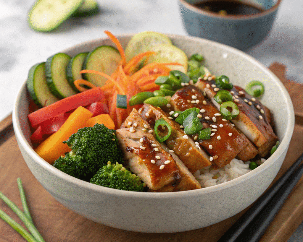 healthy teriyaki chicken veggie bowl 1 Healthy Teriyaki Chicken Veggie Bowl