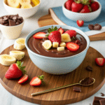 chocolate fondue in a bowl 1 Chocolate Fondue Recipe That Will Bring Sweet Moments and Fun to Any Occasion