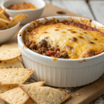 close up of baked cowboy dip in a bowl Cowboy Dip – The Perfect Crowd-Pleasing Appetizer