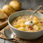 close up of homemade potato soup Homemade Potato Soup – Creamy, Comforting, and Healthy