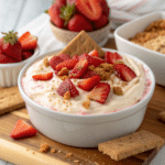 strawberry cheesecake dip 1 Strawberry Cheesecake Bites Warm Story or Memory Behind the Dish